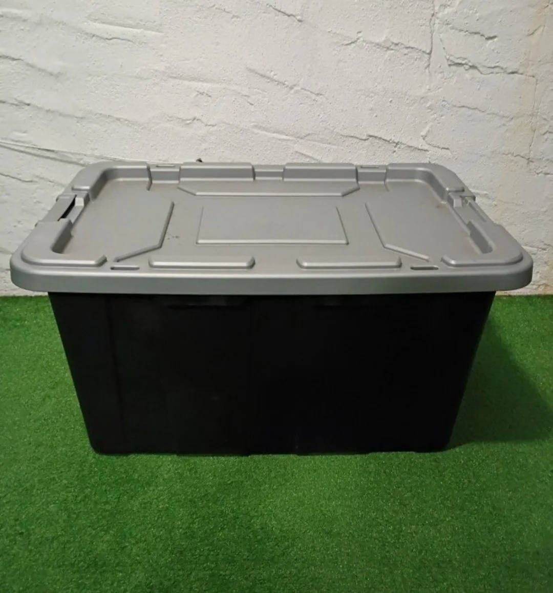 Black Storage Tote with Gray Lid thumbnail