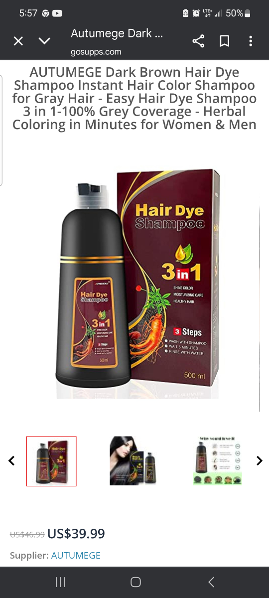 Autumege Herbal Hair Dye Shampoo black, 500ml - photo 3