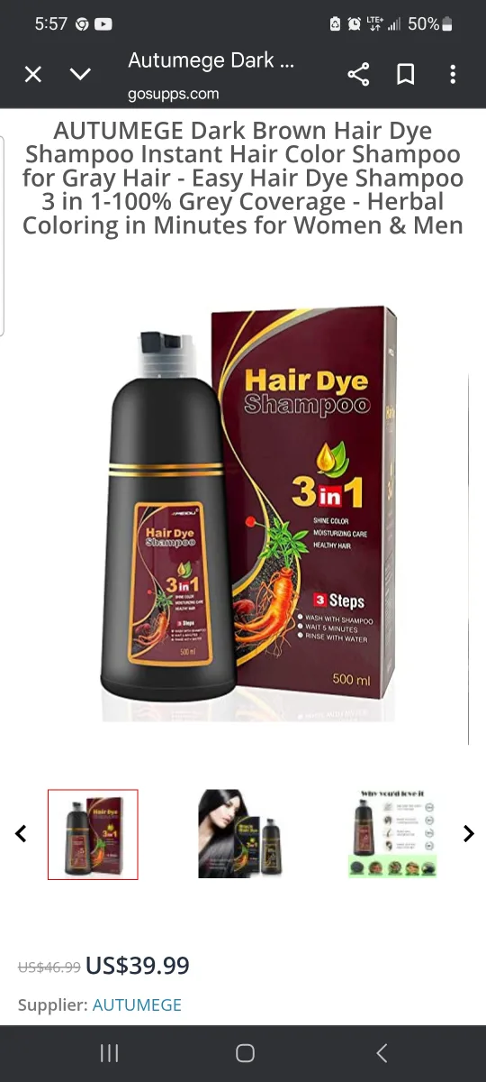 Autumege Herbal Hair Dye Shampoo black, 500ml image indicator(3)