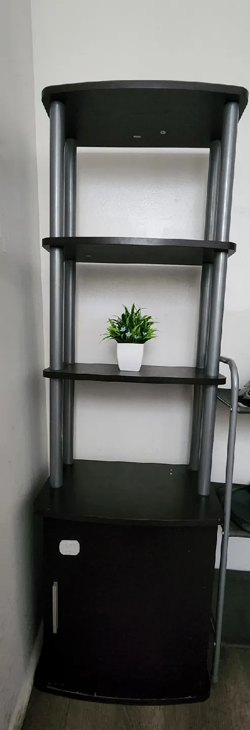 Black Media Console with Shelves thumbnail