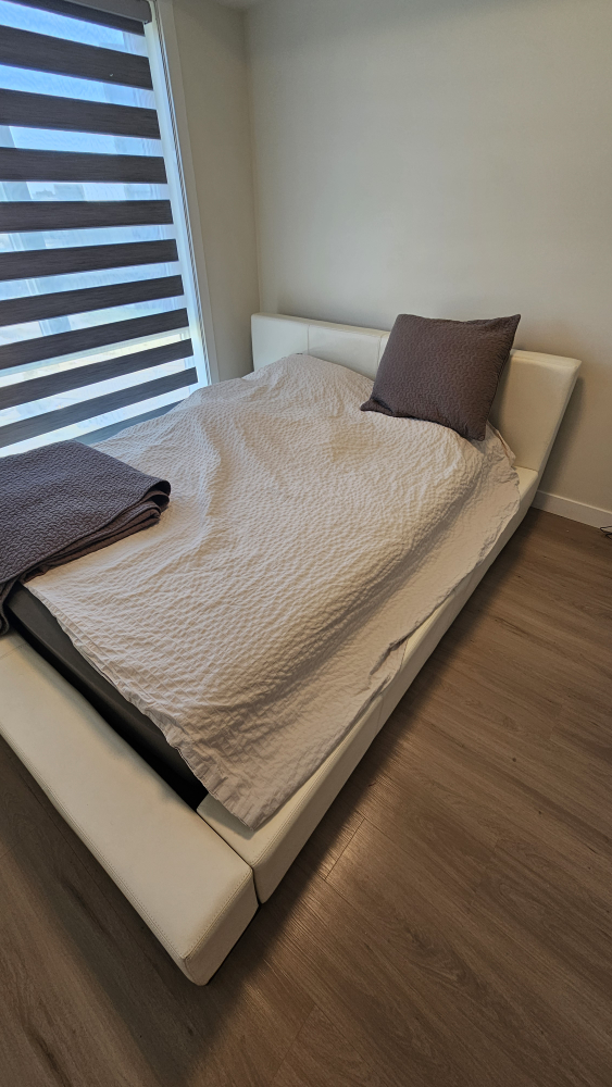 White Leather Platform Bed Frame
