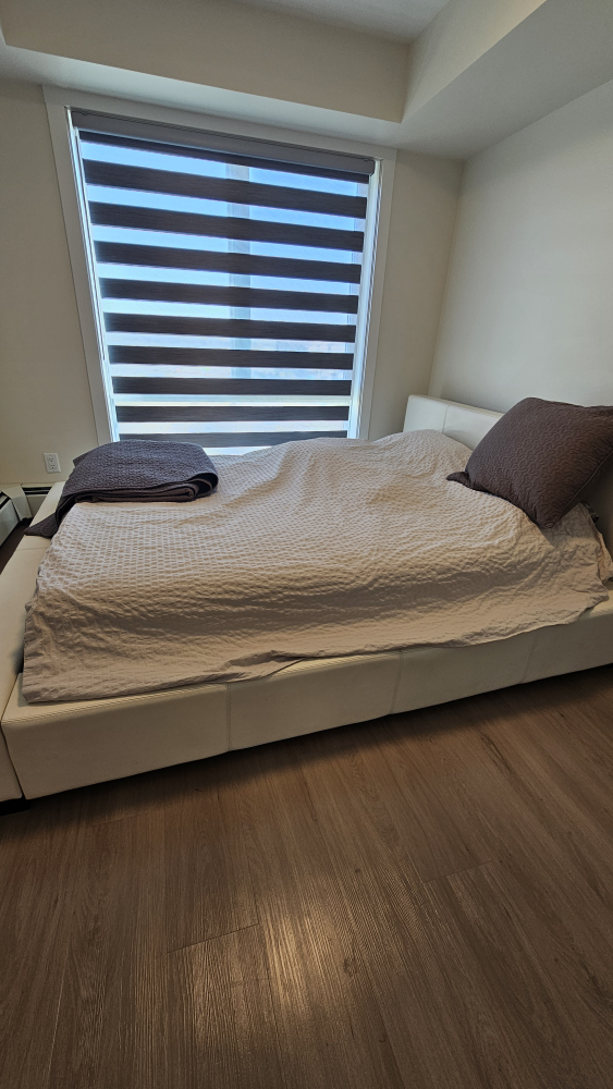 White Leather Platform Bed Frame - photo 2