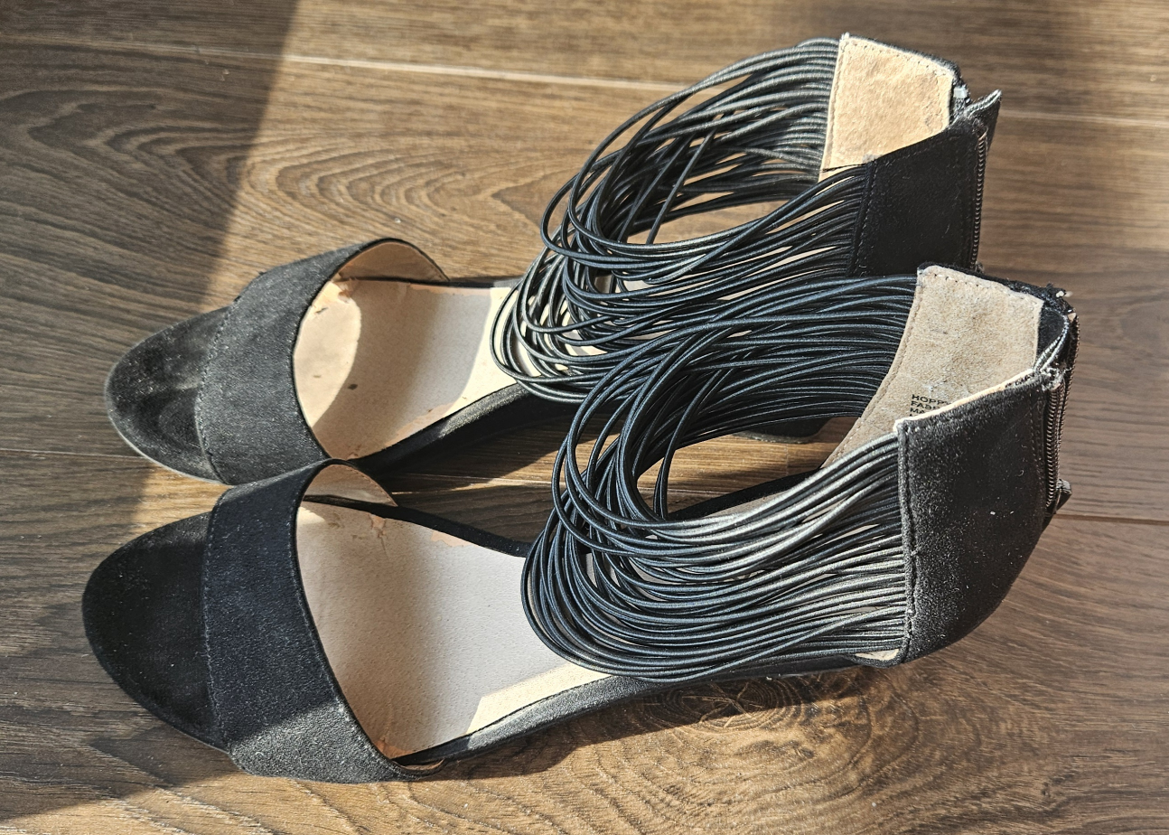 Zigisoho Black Wedge Sandals, Size 8 - photo 2