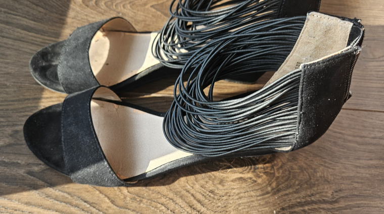 Zigisoho Black Wedge Sandals, Size 8 - photo 4