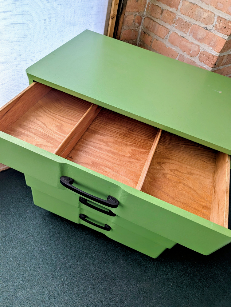 Mid-Century 4-Drawer Dresser – Painted Green, Sturdy Solid Wood - photo 2