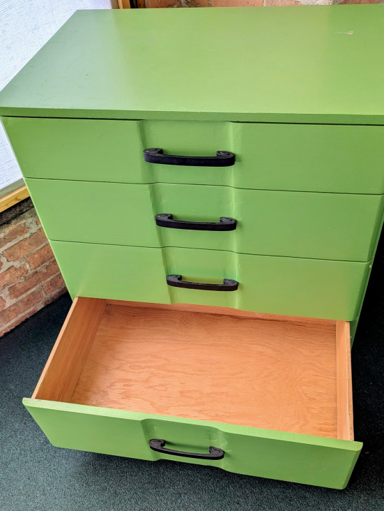 Mid-Century 4-Drawer Dresser – Painted Green, Sturdy Solid Wood - photo 3