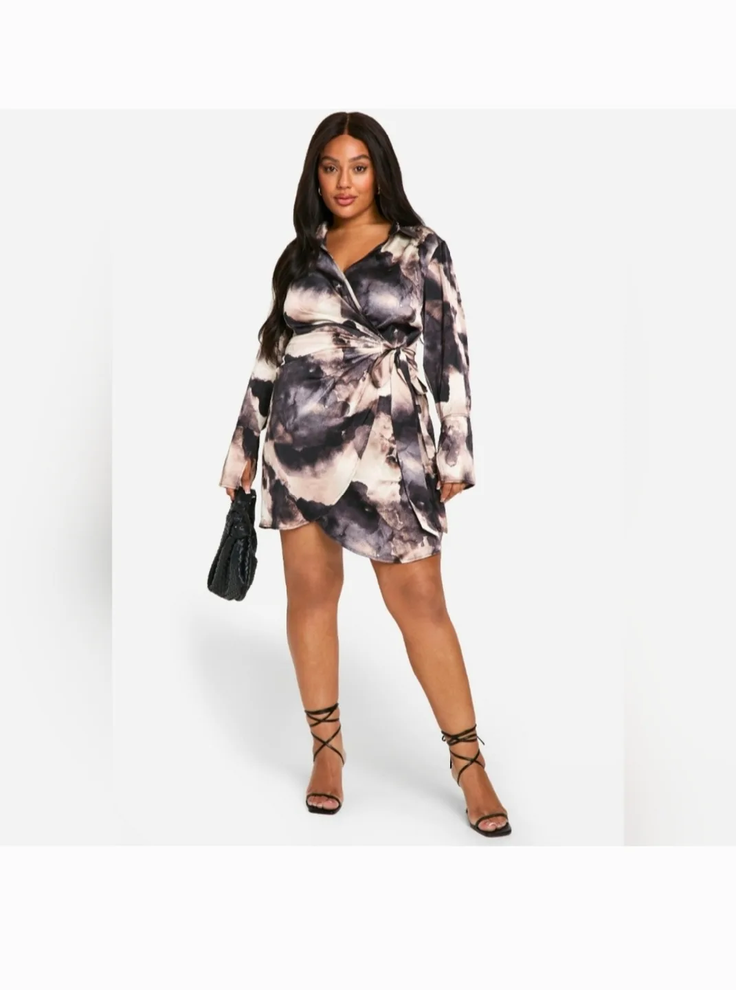 Boohoo Plus Size Tie Waist Woven Mini Dress - Size 22 image indicator(3)