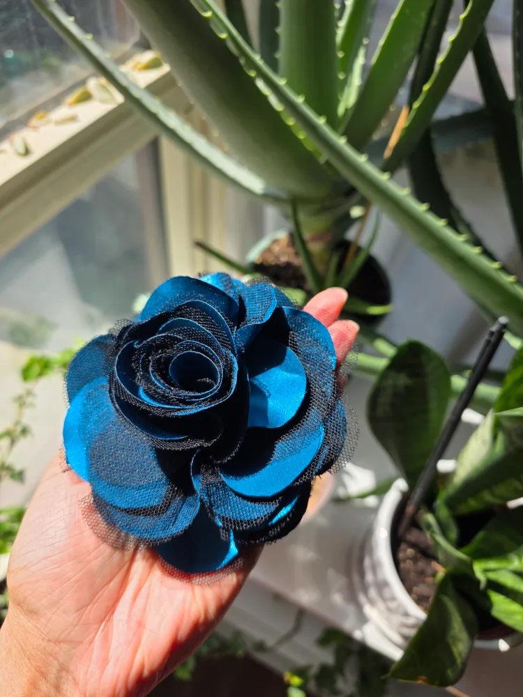 Satin and tulle flower brooch clip thumbnail