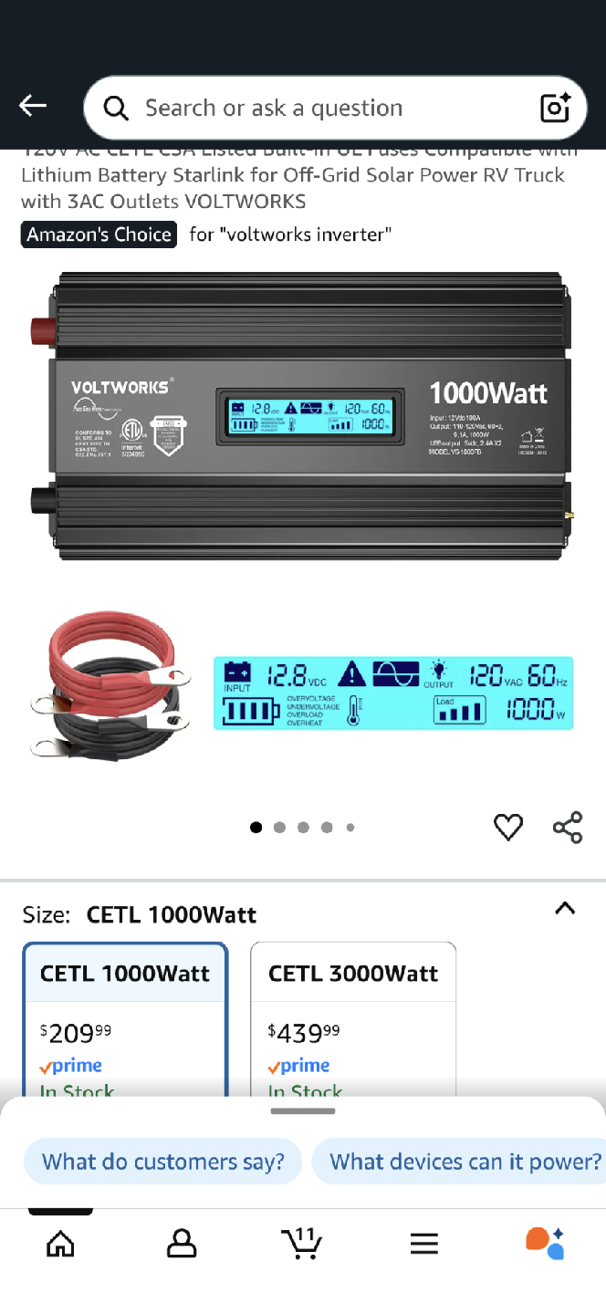 VOLTWORKS 1000W Pure Sine Wave Power Inverter - New in Box!