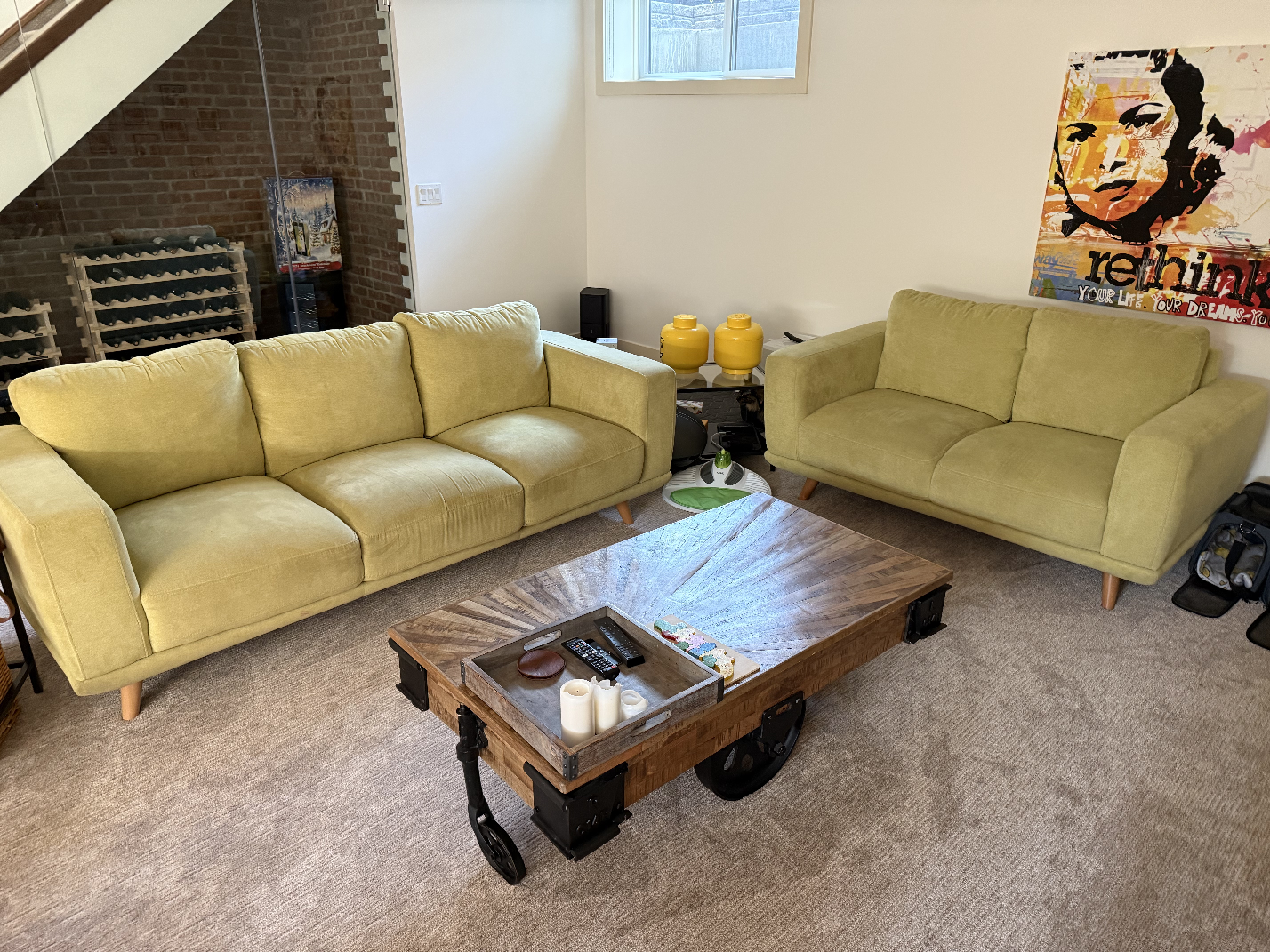 Sofa and Loveseat Set - Light Green
