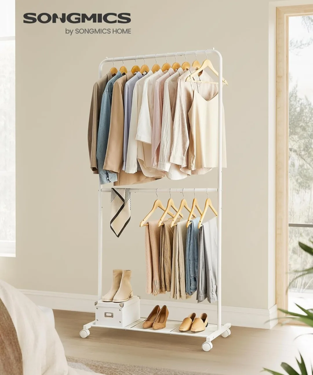 SONGMICS Clothes Rack with Wheels, 35.8 Inch thumbnail