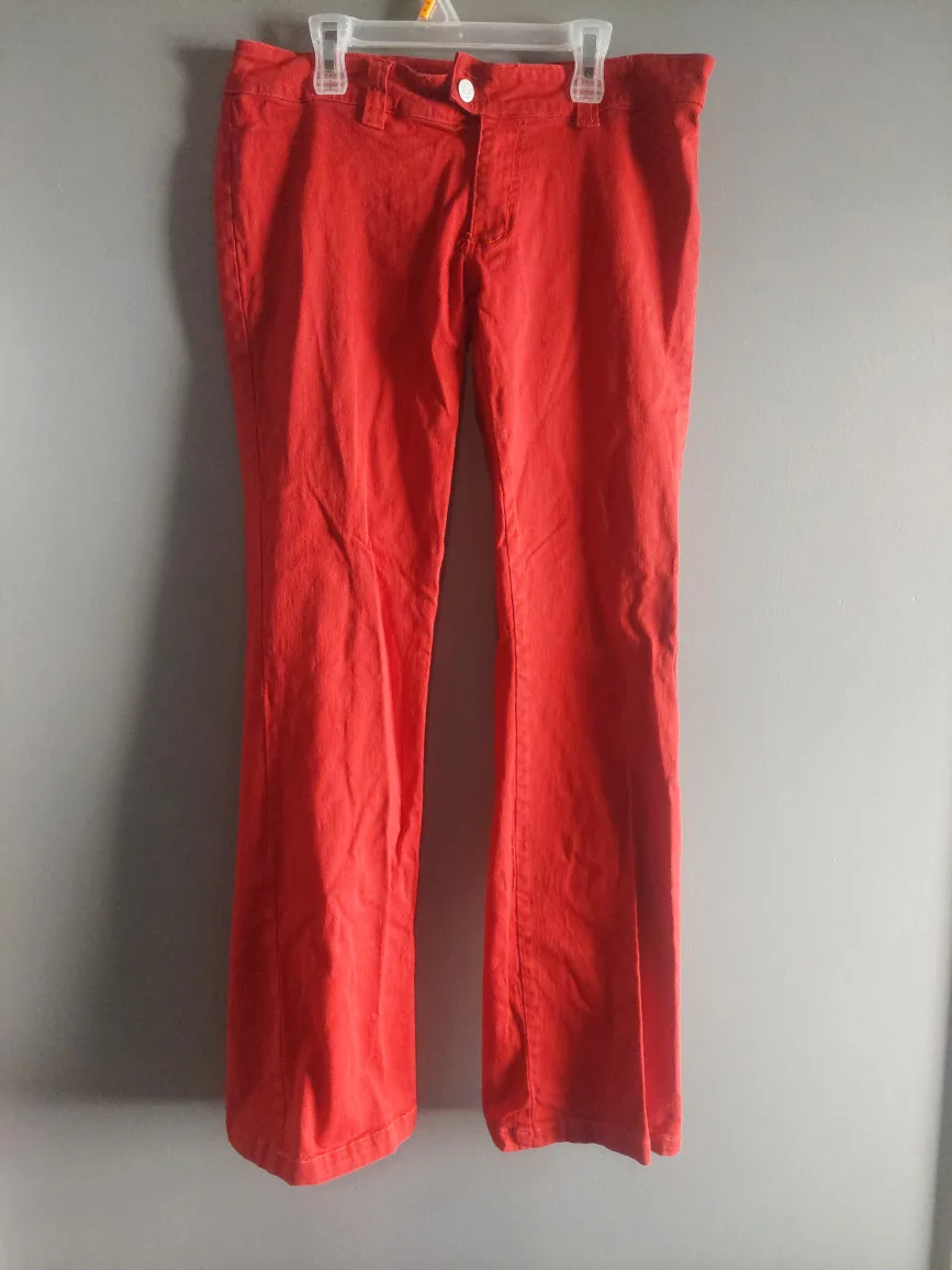 Dickies Red Flare Pants, low waist thumbnail