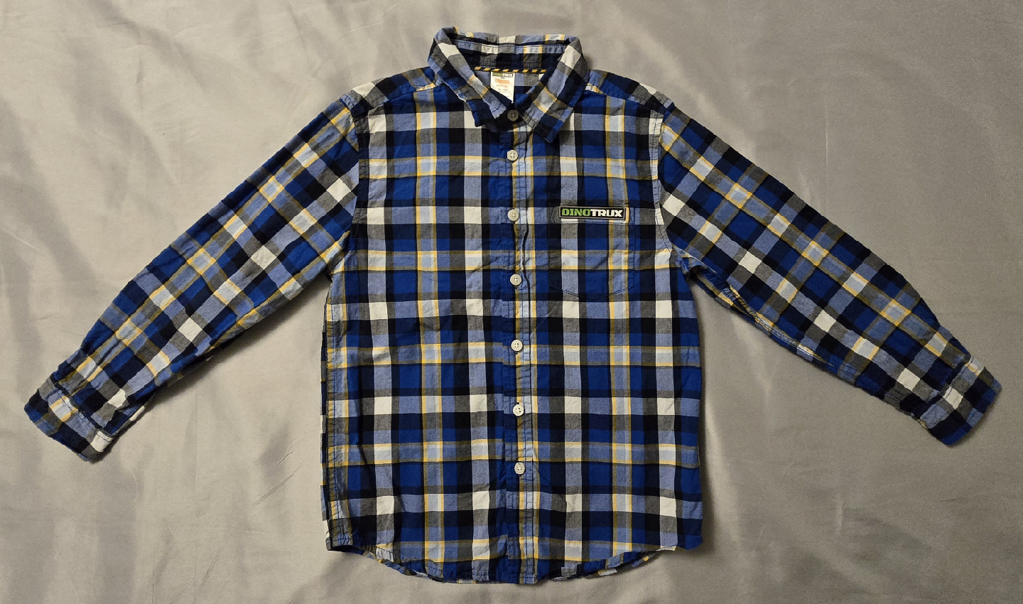 Boys Gymboree Dinotrux Plaid Button-Up Shirt! Size 7 / 8