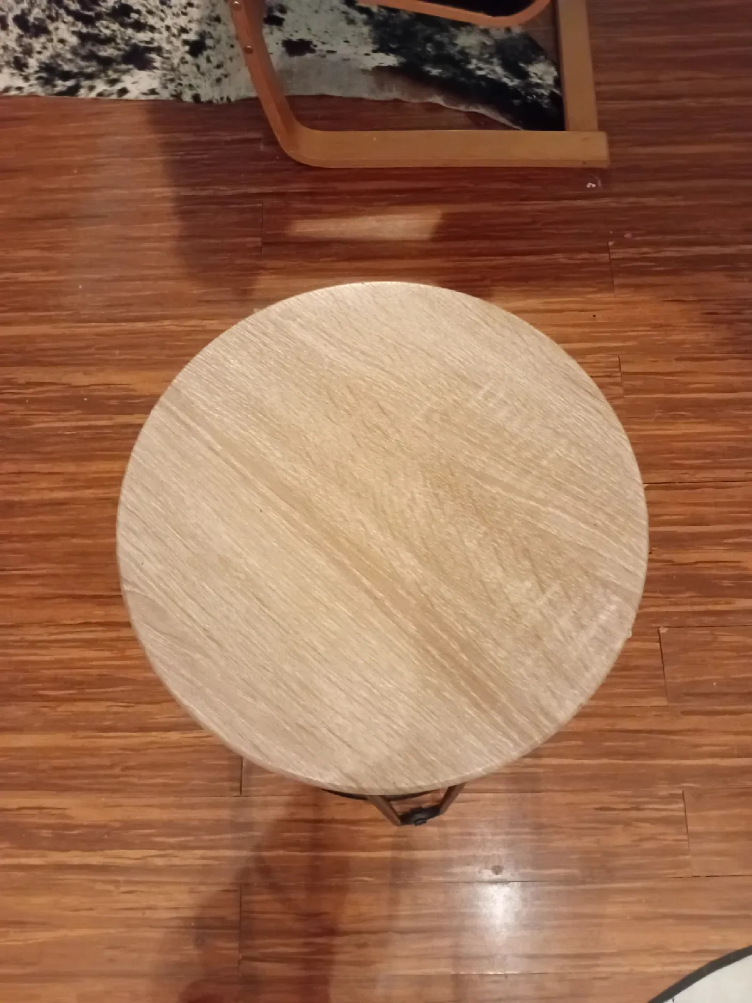 Round Wood & Metal Stool thumbnail