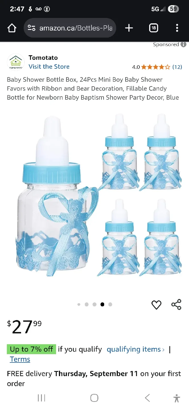 Tomotato Baby Shower Bottle Favors - New in Box! thumbnail