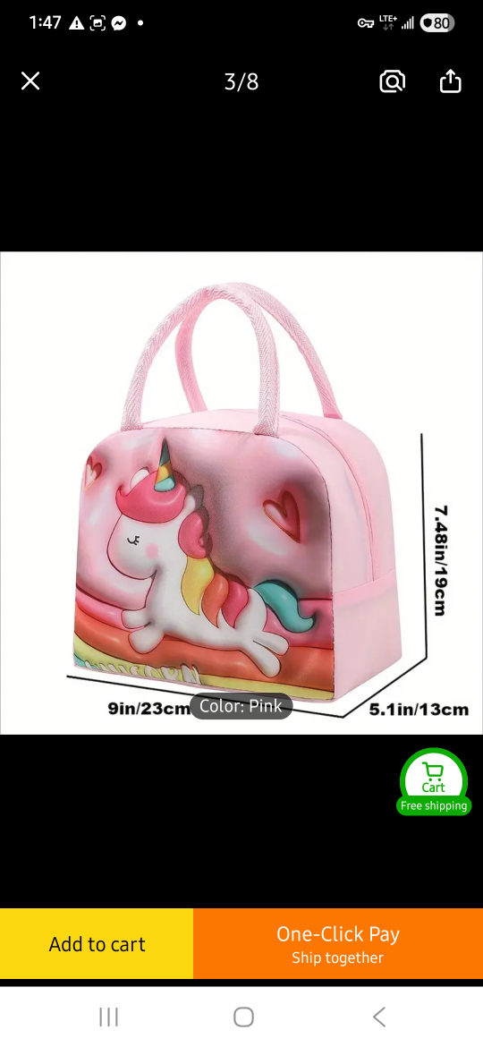 NEW Custom Pink Unicorn Lunch Bag & Bento Box Set 💗 - photo 5