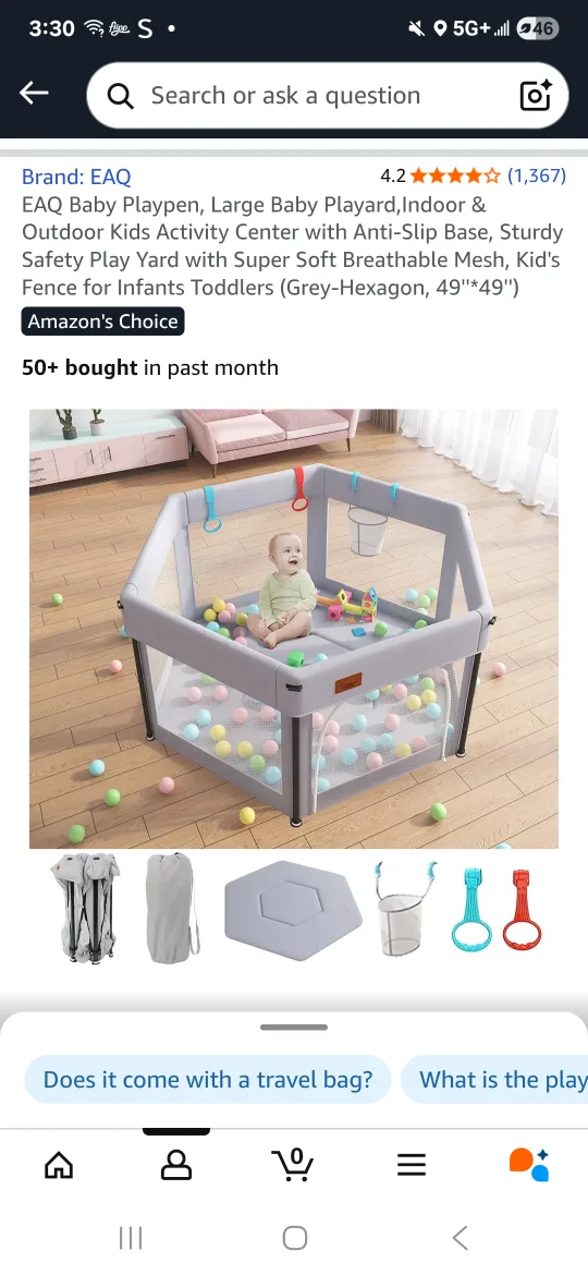 EAQ Baby Playpen, Large Playard, Grey Hexagon