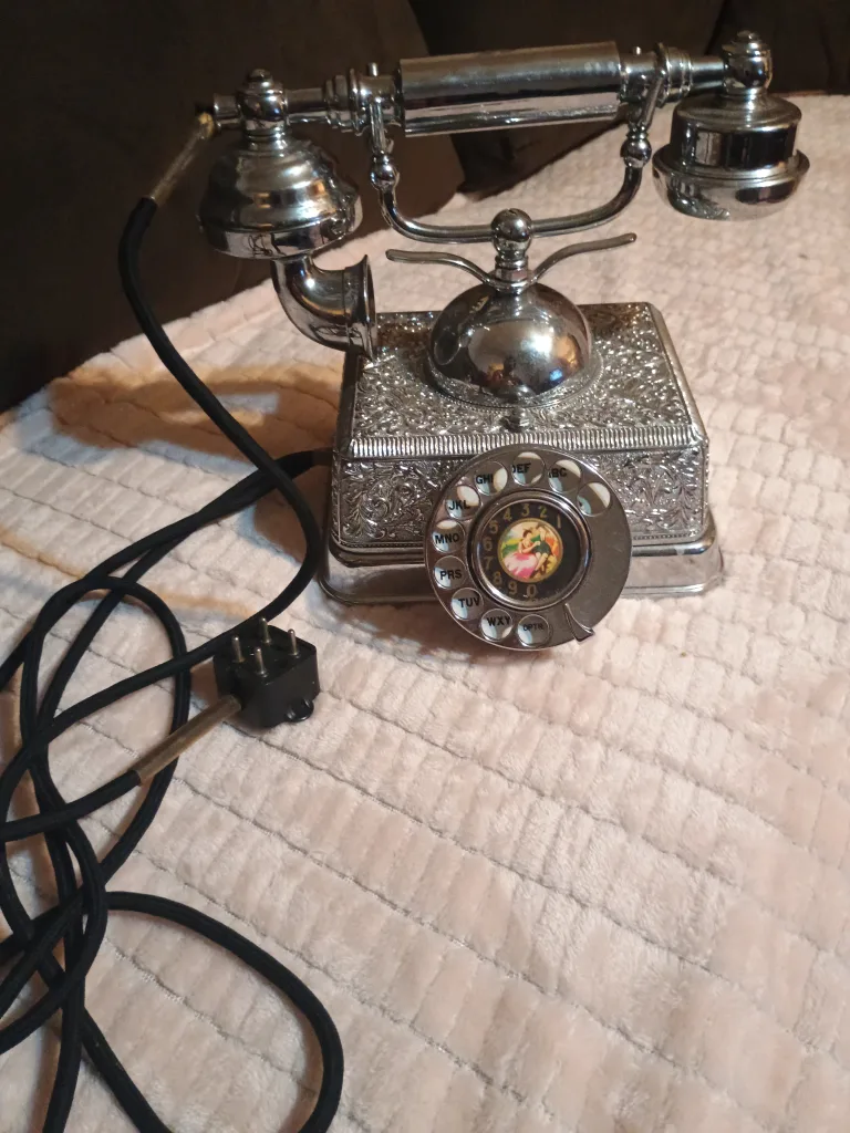 Vintage French Continental Silver Rotary Dial Telephone thumbnail