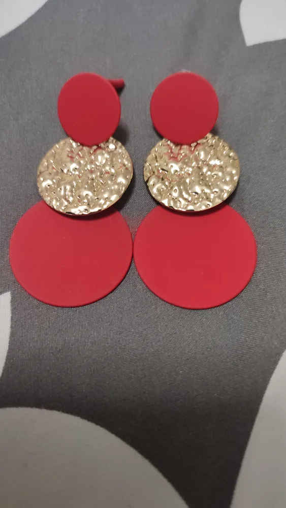 Red & Gold Drop Earrings thumbnail