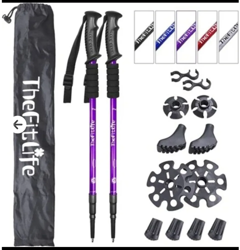 New TheFitLife Nordic Walking Trekking Poles - Purple