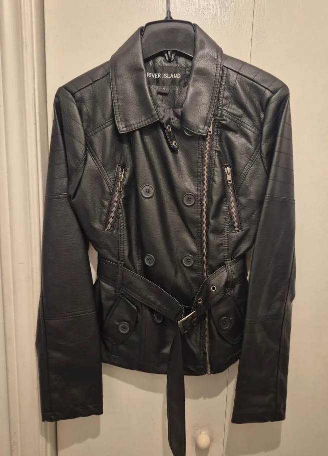 River Island Black Faux Leather Woman's Jacket - L/G thumbnail