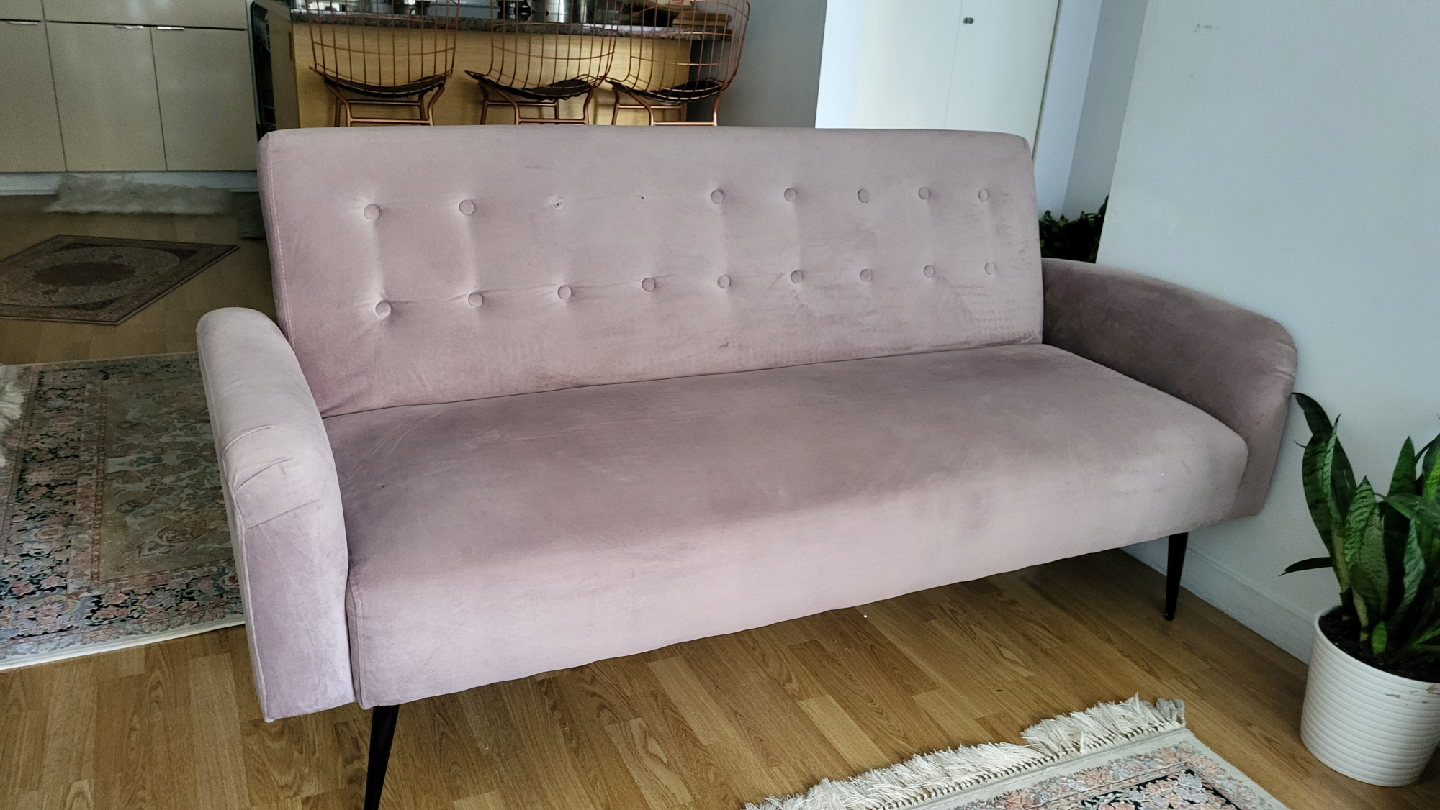 Pink Velvet Sofa Bed - photo 2