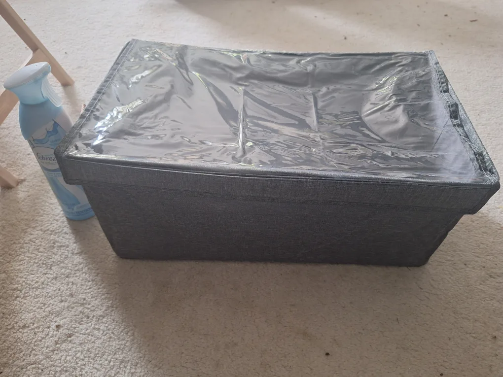 NEW Grey Storage Bin with Clear Lid image indicator(2)