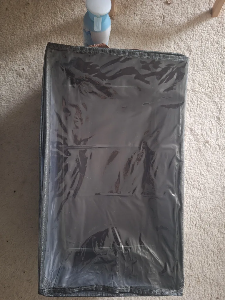 NEW Grey Storage Bin with Clear Lid image indicator(3)