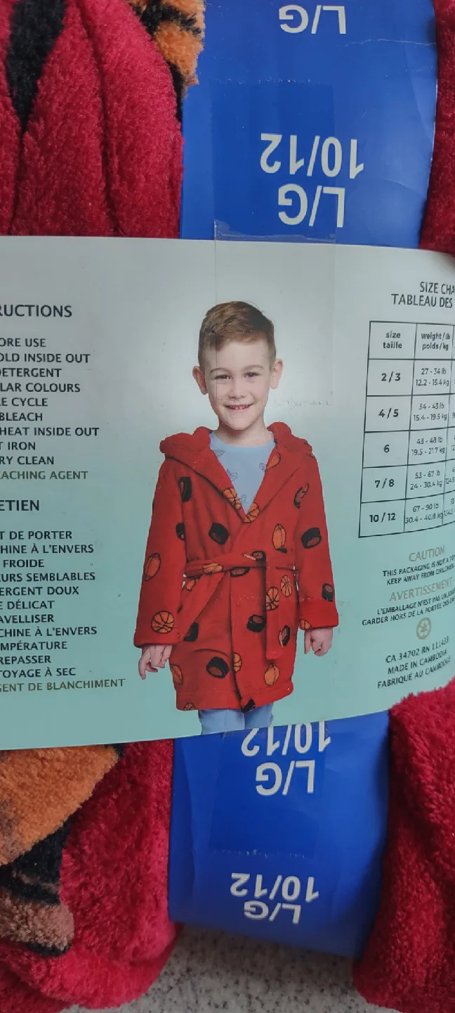 (NEW) Pekkle Hooded Plush Robe - Kids Size 10/12 image indicator(2)