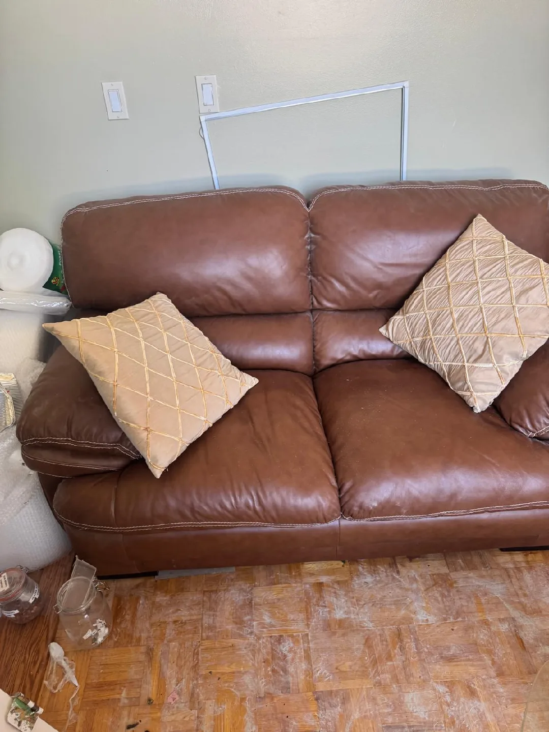 Brown Leather Sofa Set - Used image indicator(6)