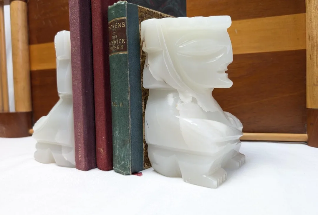 Onyx Aztec Style Bookends ~ Library Décor ~ Carved Bookends image indicator(2)