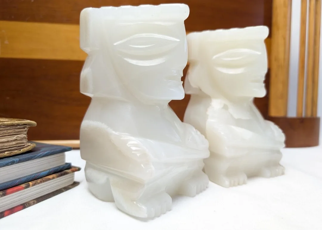 Onyx Aztec Style Bookends ~ Library Décor ~ Carved Bookends image indicator(4)