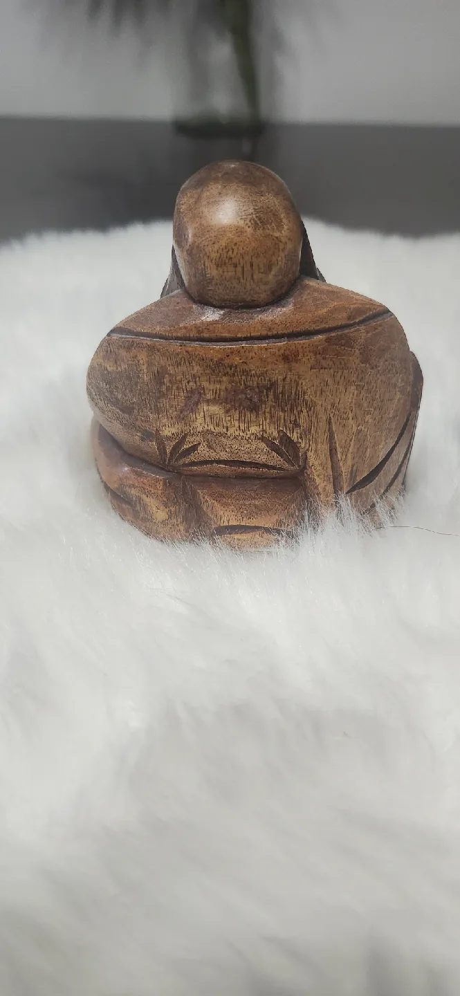 Wooden Happy Buddha 8cm image indicator(3)