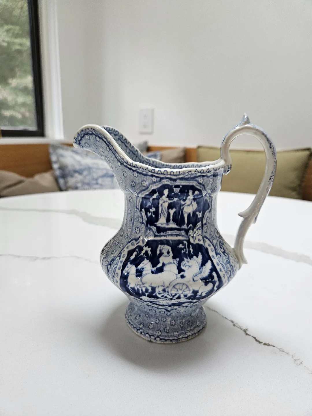 Vintage Ceramic Pitcher - Blue & White thumbnail
