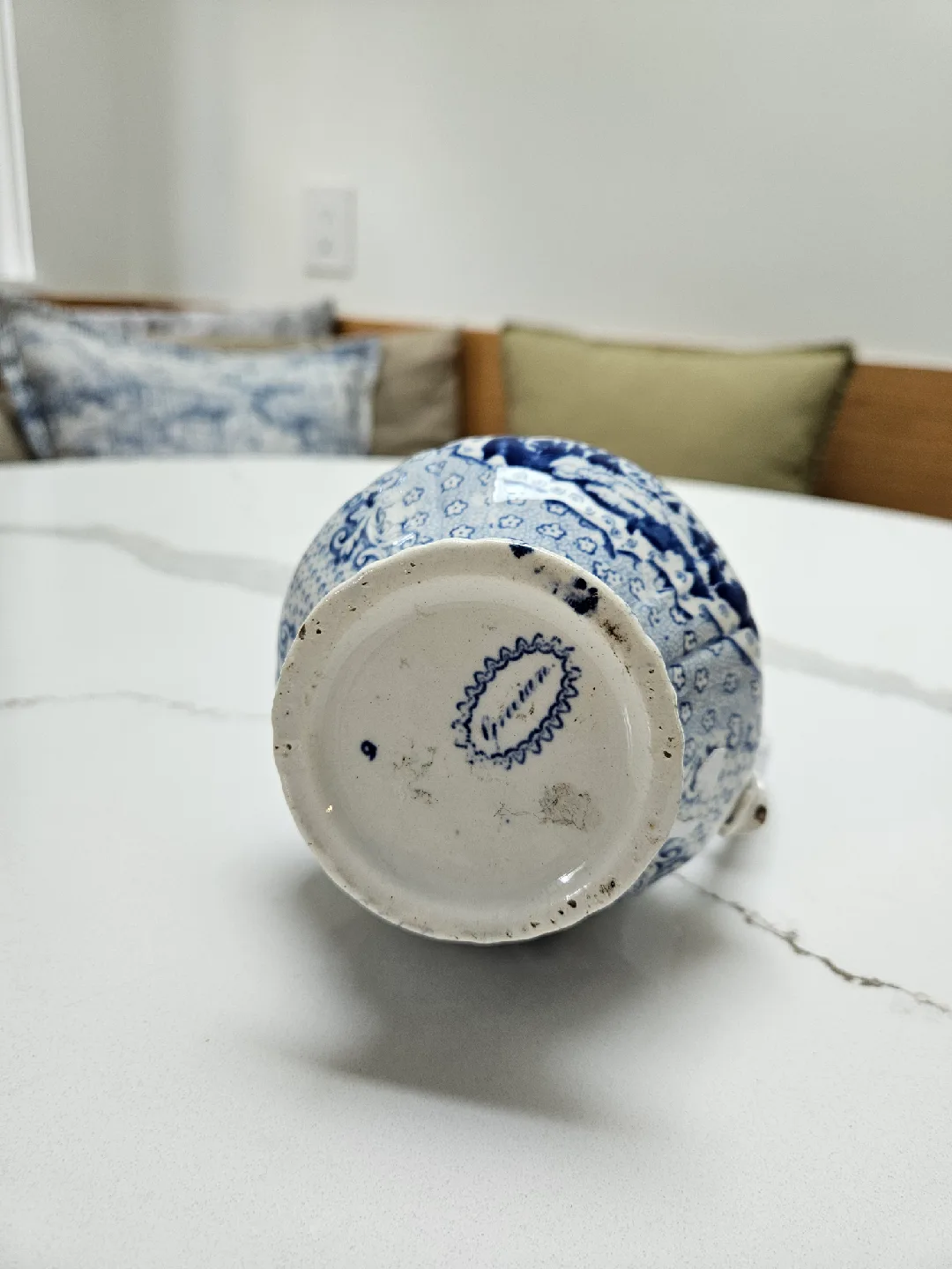 Vintage Ceramic Pitcher - Blue & White image indicator(3)