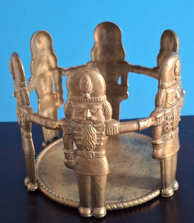 Vintage Large  Solid Brass Nutcracker Plant Holder thumbnail
