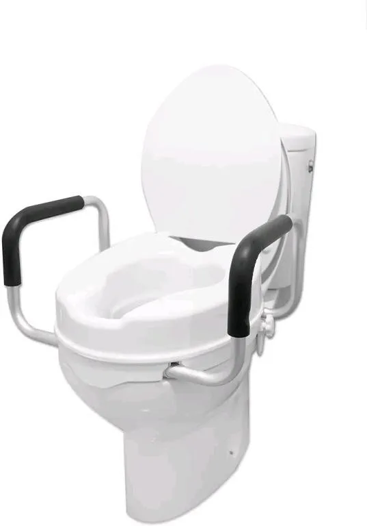 Raised Toilet Seat with Safety Rails