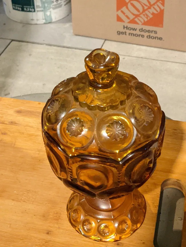 Vintage Amber Moon and Stars Candy Dish thumbnail