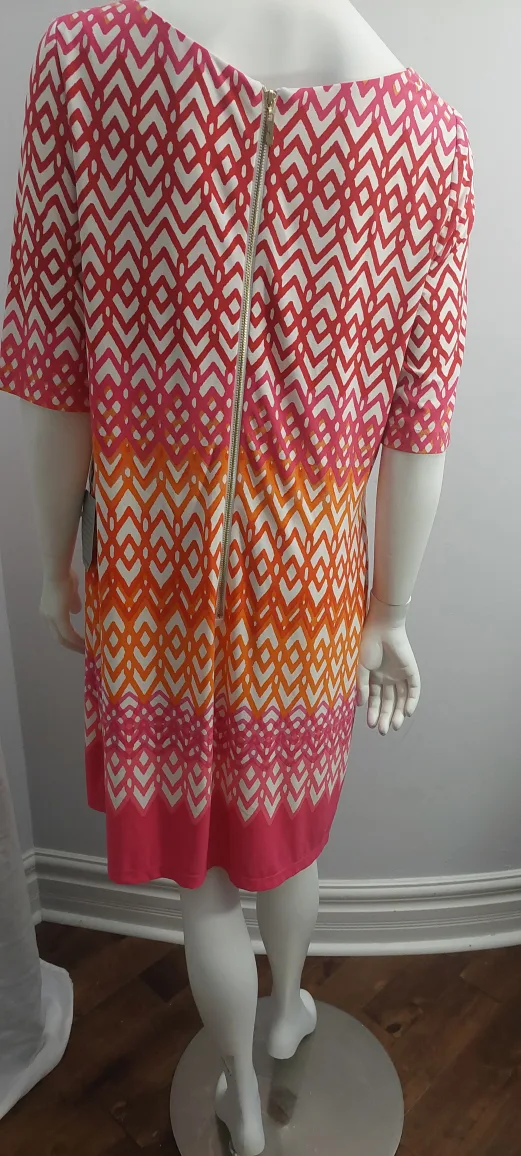 NEW - Eliza J Dress - Orange, Pink, White Pattern image indicator(8)