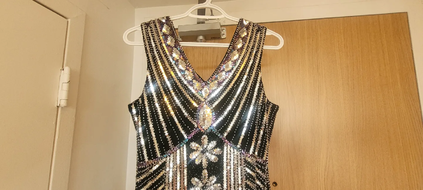 Flapper Dress - Black, Silver, Beaded image indicator(2)