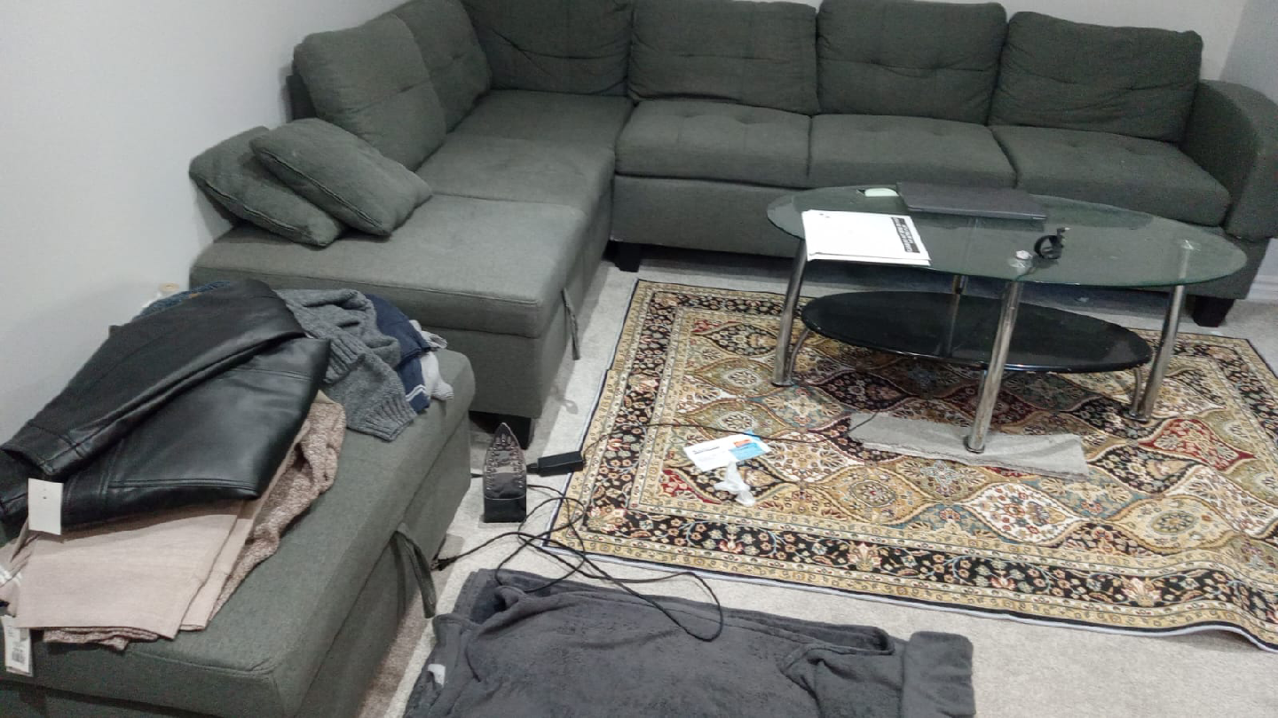 Grey Sectional Sofa with Ottoman