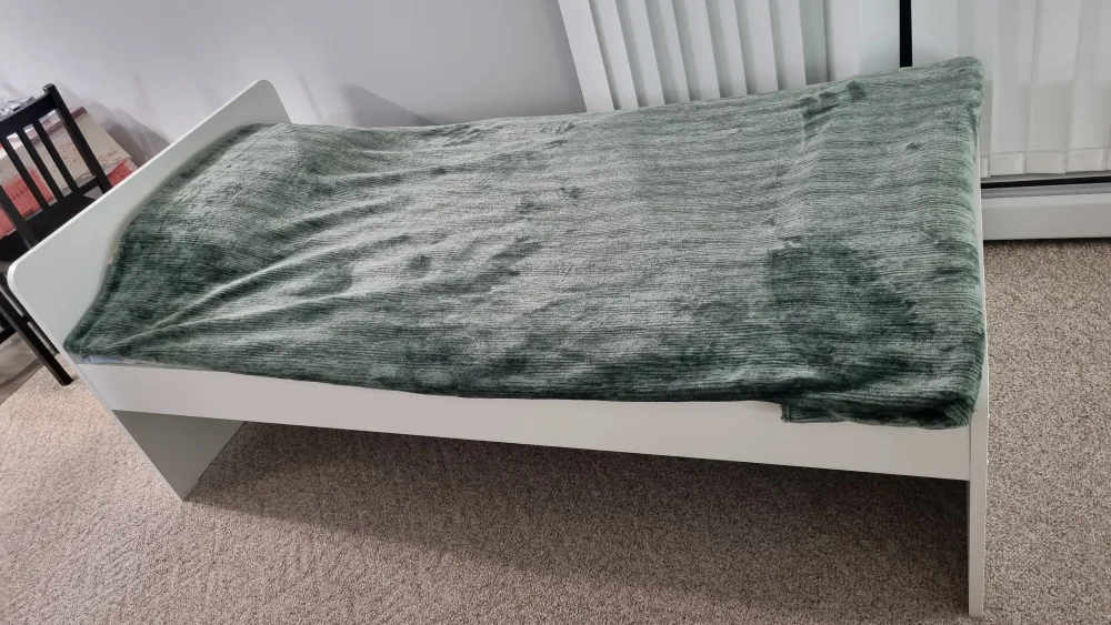 IKEA SLÄKT White Twin Bed Frame with Slatted Base image indicator(3)