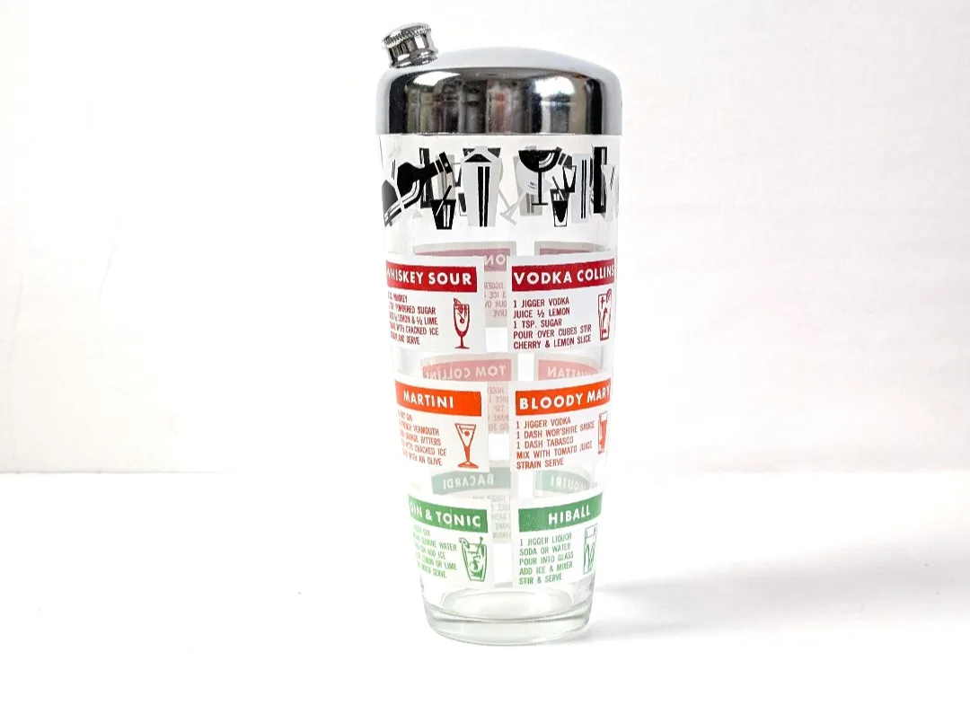 Glass Cocktail Shaker ~ Cocktail Recipes ~ Retro Barware image indicator(10)