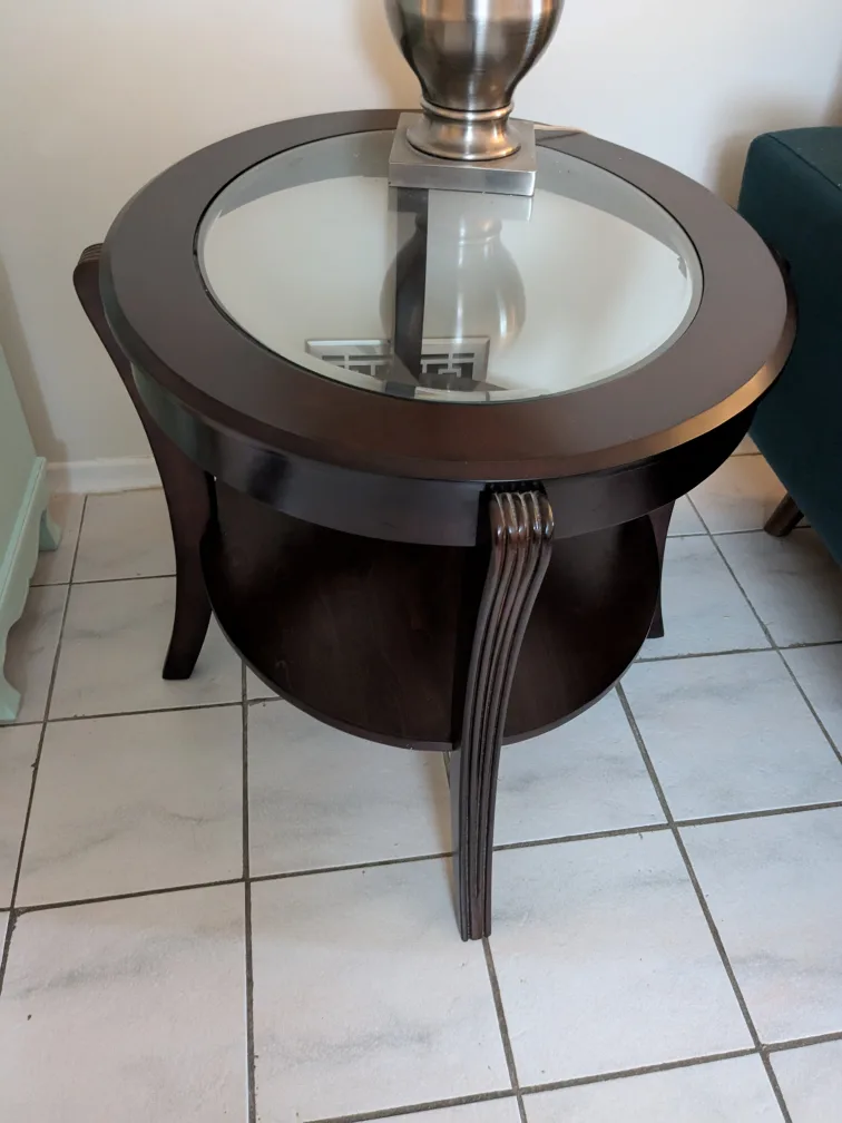 Round End Table with Glass Top x2 thumbnail