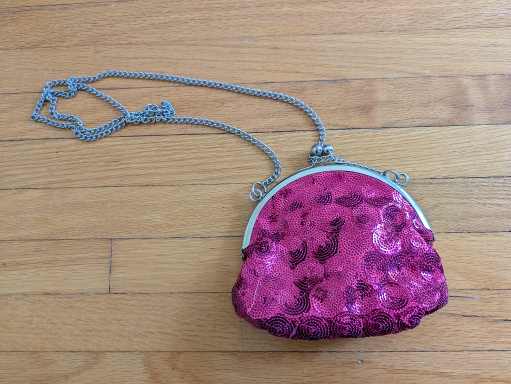 Pink Sequin Chain Purse thumbnail