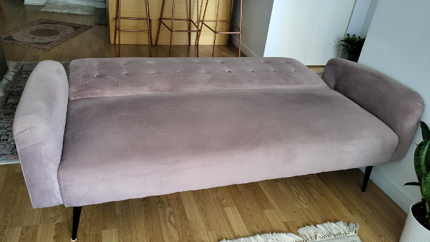 Pink Velvet Sofa Bed - photo 3