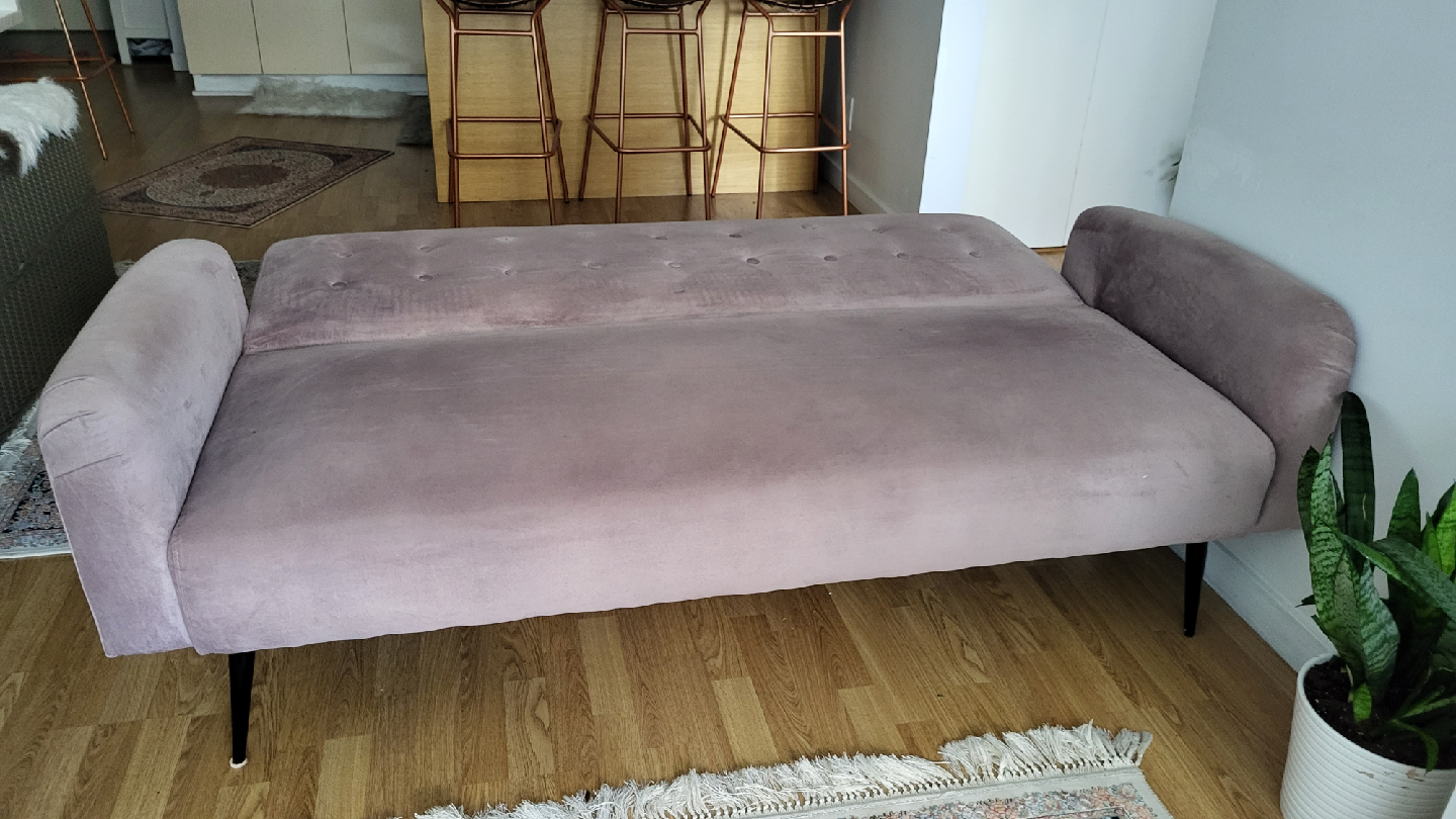 Pink Velvet Sofa Bed - photo 4