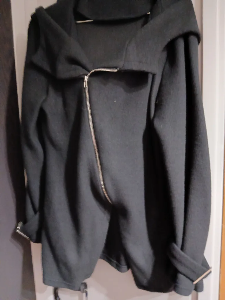 Black Hooded Cardigan with Zipper thumbnail