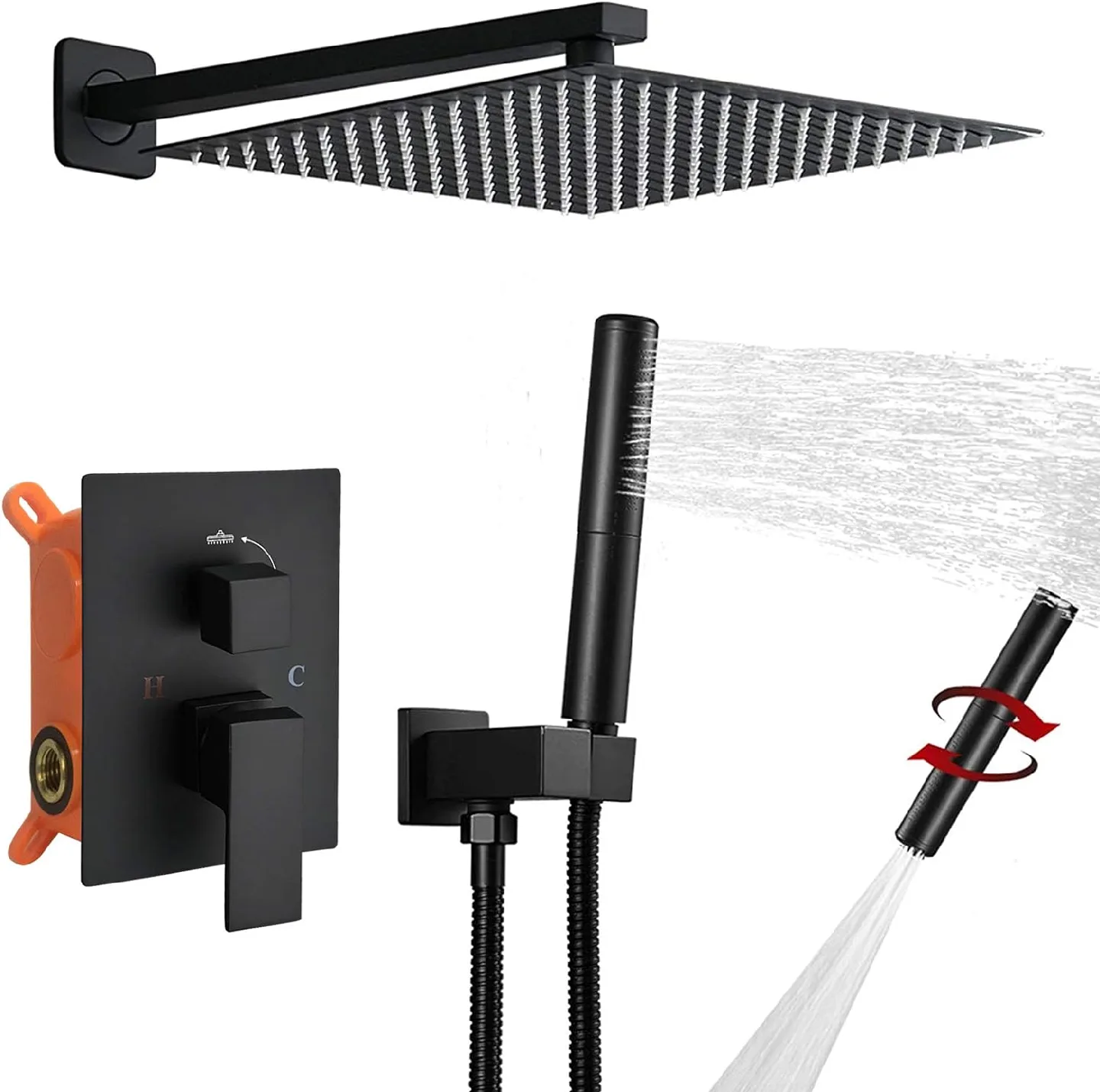 Brand New Matte Black Rainfall Shower Kits For Sale image indicator(3)