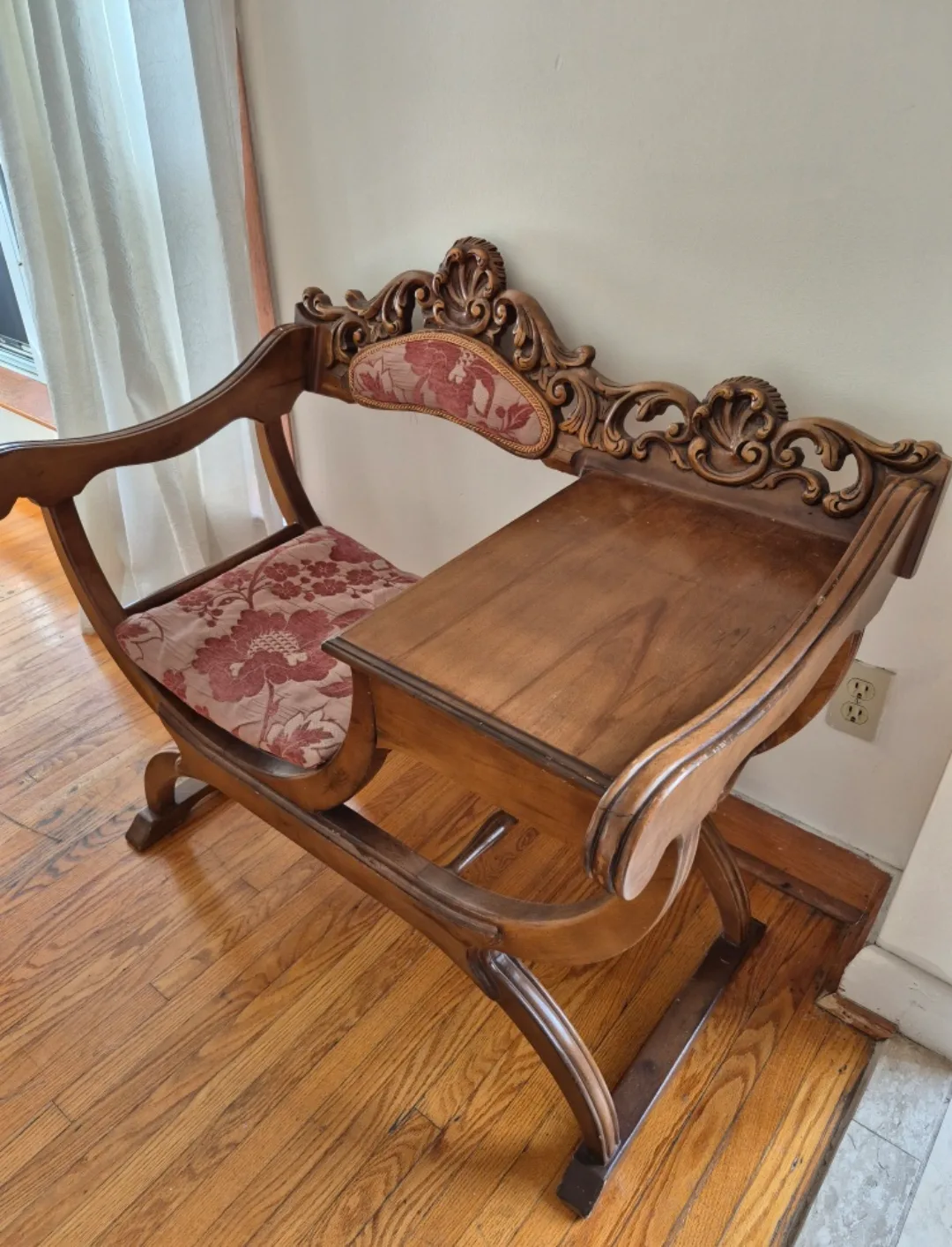 Antique Wooden Telephone Table with Seat image indicator(3)